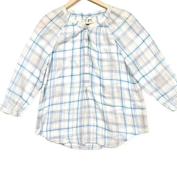 Joie Revolve Selima Plaid Semi-Sheer Blouse - Picture 3 of 6